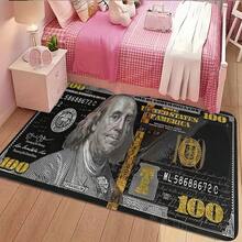 1 pieza Alfombra decorativa de piso con estampado de dólar divertido, alfombra de baño absorbente antideslizante y lavable, negra, suave y cómoda, alfombra de bienvenida rectangular, accesorios de baño, decoración del hogar, decoración de la habitación, decoración navideña