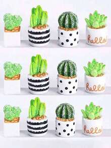 4 Stücke/8 Stücke realistische Mini-Töpfe, Miniatur-Pflanzenmodelle für Mikrolandschaftsdekoration, kleine Topfpflanzen & Grünpflanzen-Ornamente Heimdekoration Schulanfang Raumdekoration Schulmaterial