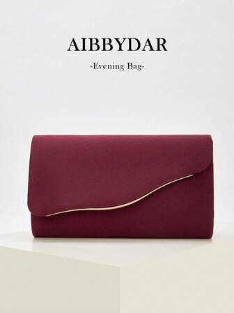 AIBBYDAR Women's Evening Bag, Burgundy Velvet Fashion Evening Dress Matching Clutch, Cosmetic Bag, Lightweight Crossbody Bag, Suitable For Business, Commute, Wedding, Gala, Party, Holiday Gathering
