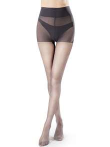 1/2 双 20D 女式透明紧身裤超薄高腰连裤袜大腿袜