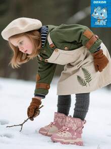 A Pair Winter Boots For Kids Girl Warm Plush Lining Waterproof Anti-Slip Snow Boots For Kids Girl Slip-On Design Suitable For Toddlers And Older Kids. Ideal For Snow Play, Rainy Day Outings, School, And Daily Casual Occasions.