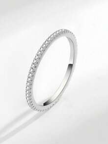 1 S925 Sterling Silver Rings Fashionable Versatile Arranged With Zirconia Multiple Sizes For Women Holiday Jewelry Proposal Gift Engagement Gift