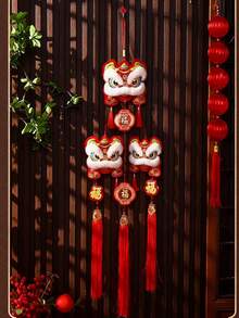 1 món đồ trang trí treo hình múa lân truyền thống Trung Quốc - Trang trí tường/chuông cửa lễ hội, lý tưởng cho lễ đón năm mới, trang trí phòng khách và vật dụng cần thiết trong nhà, trang trí tường mang đậm bản sắc văn hóa | Trang trí màu đỏ rực rỡ | Làm từ sợi polyester, trang trí theo phong cách Trung Quốc, trang trí năm mới 2026 - Nhiều màu - Xem 7