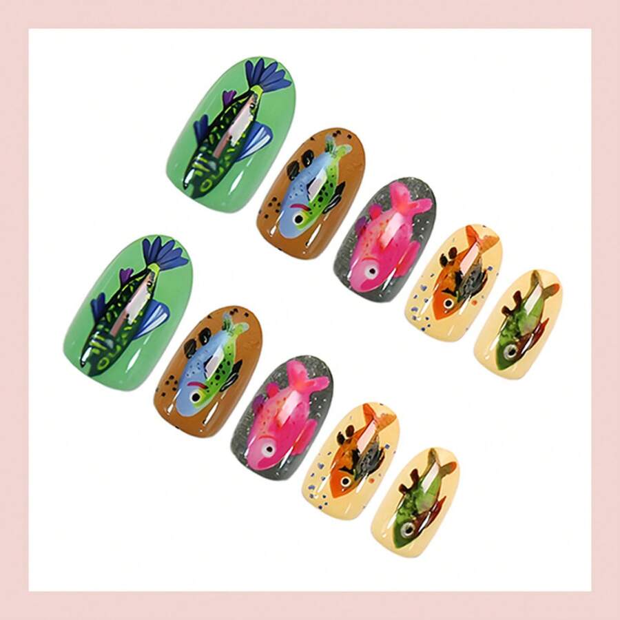 3D Lucky Koi Carp Nail Design Gold Fish Lotus Chinese Style New Year Adhesive Sticker