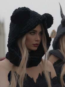 Festive Bear Ears Knit Hat & Scarf Set - Winter Fashion For Women, Christmas & Holiday Gift Idea - Multicolor - View 7