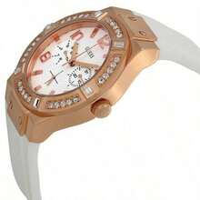 Guess 女士白金色表盘配钻石和白色橡胶表带手表适合日常聚会等场合 W0426L1 - 玫瑰金 - 查看 6