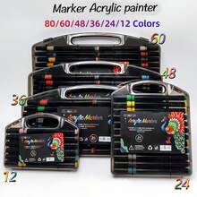 80pcs Acrylic Marker Pen, Small Black Box, Soft Tip, Non-Permeable Paper, Stackable Color Pen, Art Special Pen, Waterproof Quick-Drying Set Pen
