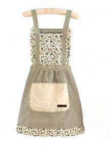 1 pièce Tablier sans manches à fleurs Ditsy avec poche, article de cuisine à la mode, cuisine, salle de bain, maison, fournisseurs de produits ménagers