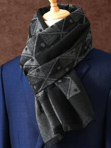 1pc Versatile Shawl, Men's Printed Scarf 180*30CM, Business Scarf With Tassels, Classic Plaid Scarf, Luxury Business Scarf For Men - Multicolor - View 7