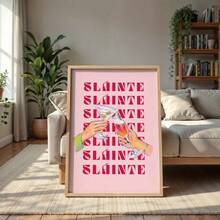 1pc Vintage Irish Cheers Bar Cart Wall Art - "Slainte Slainte Slainte" Cocktail Print, Unframed Canvas Poster For Home, Living Room, Bedroom Decor, Perfect Gift For Irish Expat Friends, Irish Home Decor - Multicolor - View 8