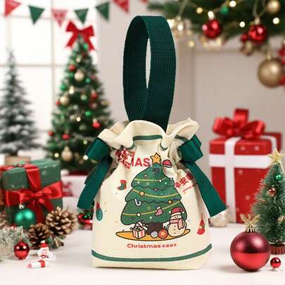 4 Pieces Of Christmas Drawstring Gift Bags, Red And Green Candy Christmas Gift Bags, Christmas Eve Apple Bags, Reusable Canvas Santa Claus Bags For Christmas Gift Packaging, Christmas Gifts, Party Gifts And Decorative Gifts Christmas Christmas Decorations Christmas Pajamas Christmas Gifts Christmas Decor