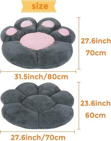 Cat Paw Cushion Comfy Plush Chair Cushions For Office, Gaming, Dining Room And Bedroom Decor (23.6" X 27.6" Grey)  Soft Cute Floor Pillow - 灰色 - 查看 2