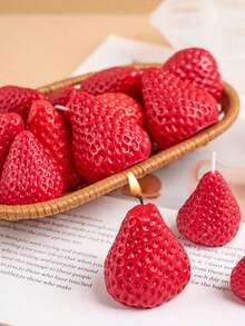 9/6/4/1 Pcs Strawberry Scented Candle Gift Set - Handmade Shaped Candles Packed In Fragrance Gift Box, Perfect For Valentine's Day Or Gift For Strawberry Lovers - Strawberry - View 7