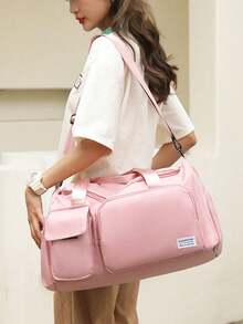 Trockene-Nasse-Trennung Sport Fitness Tasche mit großer Kapazität, Reisetasche, wasserdichte Handtasche, Sporttasche mit Schuhfach und nass-trocken Aufbewahrungsfächern für Herren und Damen, faltbare Kulturtasche, Wochenendtasche, Collegetasche, Urlaubstasche, Krankenhaustasche für Urlaub und Outdoor-Aktivitäten wie Skifahren - Pink - Übersicht 1