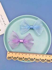 2/14 Stücke rosa Mesh-Schleifen Haarclips für Mädchen, modisch und süß, geeignet für den täglichen Gebrauch