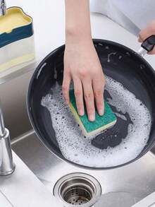 1 cái bình đựng nước rửa bát nhà bếp, bình đựng nước rửa bát 2 trong 1, phù hợp cho bàn bếp rửa bát, bình đựng nước rửa bát bằng nhựa, nạp lại nhanh chóng, bền, bao gồm miếng bọt biển, bình đựng chất tẩy rửa dạng lỏng, dụng cụ nhà bếp - Nhiều màu - Xem 9