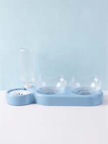 1pc 3-In-1 Elevated Pet Bowl With 500ml Water Bottle - Automatic Dog And Cat Feeder - Feeding Station, Neck Protection Design, Comes With Gravity Water Bottle, Protects Neck, Cat Bowl, Cat Food Bowl, Dual Bowls Protect Cervical Spine, Automatic Water Bowl, Anti-Spill Cat Food Bowl, Pet Supplies, Self-Filling, Full But Not Overflowing, Cat Bowl Multi-Slot Rotatable Design, Detachable Design, Fully Washable