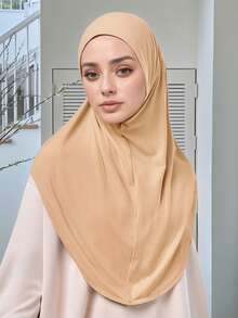 1pc Women's Instant Hijab, Convenient Chin Cover Hijab, Solid Color Fashion Hijab, Suitable For Ramadan And Daily Wear For Dress - Chin-covered Turban Hat - View 22