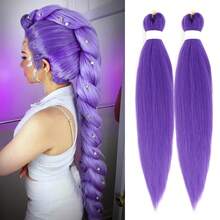 Perruque tressée violette 24/26 pouces, extensions de cheveux synthétiques tressés pré-étirés, convient pour le tressage, perruque longue violette Rumi, costume de performance sur scène Halloween, cosplay - Multicolore - Voir 2