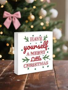 1 buc/4 buc Elemente de Crăciun și Design de Binecuvântare cu Text - Ornament de Decor Pătrat din PVC pentru Desktop, Cadouri de Crăciun, Cadouri Excelente pentru Femei, Decorare, Potrivit pentru Acasă, Raft de Cărți, Desktop, Decorare de Birou