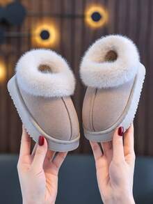 Children's Shoes And Boots 2025 Autumn And Winter New Small, Medium And Large Children's Home Indoor And Outdoor Plush Shoes Thickened Soft Sole Comfortable Simple Casual - 米色 - 查看 4