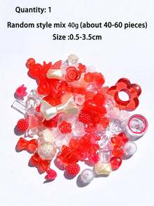 1 sac/20g de perles acryliques mélangées au hasard pour bracelet, collier, chaîne de téléphone, fleur, nœud, accessoires de bijoux en forme de cœur DIY (styles aléatoires)