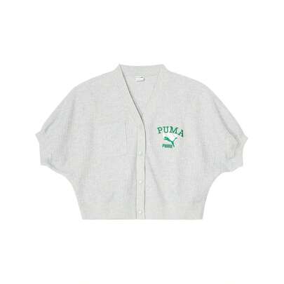 Puma Fashionable Short Simple Versatile Women V-Neck Button-Up Short Sleeve Knit Cardigan 62297304