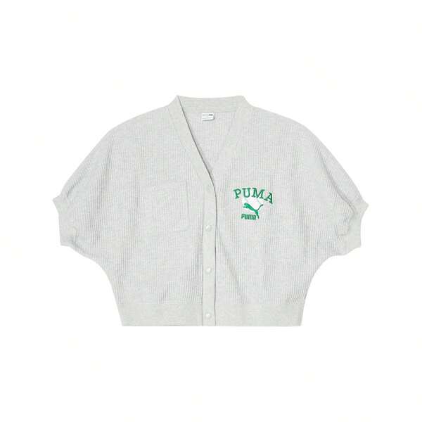 Puma Fashionable Short Simple Versatile Women V-Neck Button-Up Short Sleeve Knit Cardigan 62297304