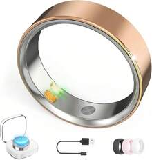 Smart Ring With Vibration Alerts, Health Tracker Ring With Body Temperature Monitor, Heart Rate, Sleep & Fitness Tracking, Waterproof Activity Ring For Men & Women, No App Fees (Rose Gold, 6 # ) - Rose Gold - 查看 13