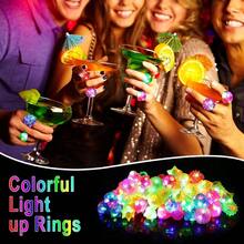 CCINEE 24Pcs Light Up Rings Flashing Assorted Colorful LED Rubber Bumpy Jelly Rings Glow In Dark Finger Toys For Party Supplies Prizes Novelty Gifts Party Bag Filler