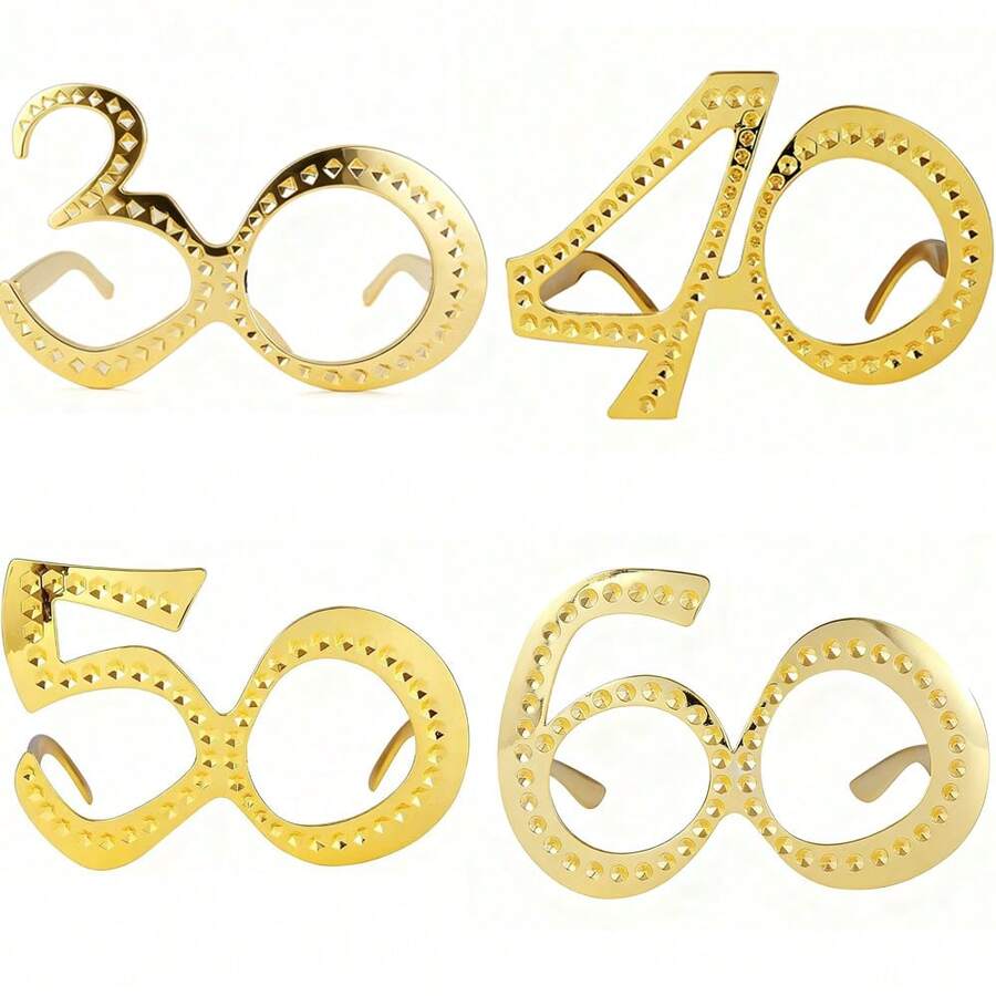 1 件 30 岁 40 岁 50 岁 60 岁生日眼镜 - 数字框趣味照片展台道具 60 周年庆典装饰 50 岁生日派对礼物新奇服装眼镜 男女 40 岁生日装饰 - 金色 - 查看 1