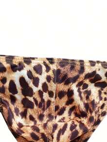 Leopard Print Low Waist Men's Casual Comfort Thong Underwear - Gold - View 3