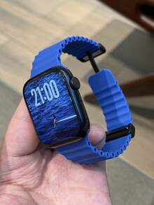 1条液态硅胶磁吸运动表带，兼容 42mm、38mm、40mm、41mm、44mm、45mm、46mm、49mm，时尚智能手表替换表带，适用于Ultra2、Ultra SE2、SE 11、10、9、8、7、6、5、4、3、2、1系列，男女通用，可作为学生返校礼物 - 藍色 - 查看 7