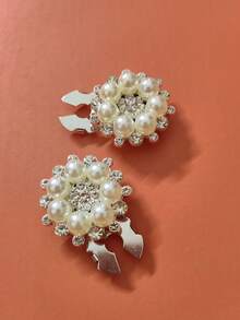 2pcs Button Cover For Shirt Pearl Flower Shape Cufflinks Covers Flower Sleeve Button Clip On Button For Dress Wedding Tux Decoration Button Clothing Accessories Gifts