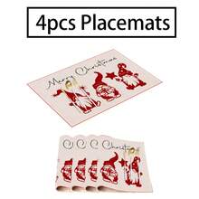 2/4/6pcs Christmas Happy Placemats, Gray Gnome Fantasy Snow Tree Branch Design Rectangular Placemats, 12x18 Inch, Suitable For Kitchen, Dining Room, Coffee, Party/Wedding Decor, Seasonal Winter Christmas Table Mats, Home Dining Table Decor, Party Decor, Christmas Decor, Holiday, Dining, Home Decor