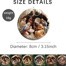 6 drewnianych, płaskich, wiszących ozdób do szopki – zawieszki z biblijnymi historiami, idealne do domu i na święta, idealny prezent urodzinowy i na imprezę świąteczną