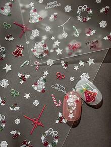 1 Foglio di Adesivi per Unghie Natalizi, Albero di Natale Aurora, Campana di Natale, Bastoncino di Zucchero, Realizzati in Gel, Decorazioni Natalizie 3D in Rilievo, Adesivi per arte di unghie Autoadesivi, Adatti per Manicure Fai-da-Te di Dita di Mani e Piedi di Donne e Ragazze, Regalo Natalizio