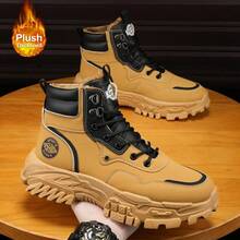 Boots Men's Shoes Autumn And Winter 2025 New High Help Work Shoes Anti-Slip Wear Thick Soled Casual Shoes Fashion Men With All Fashion Snow Shoes - 黃色 - 查看 8