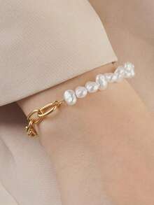 1 pieza Brazalete con colgante de cuentas con cierre de palanca, versátil para uso diario de mujeres, fiestas, accesorio de joyería resistente al agua, regalo para vacaciones