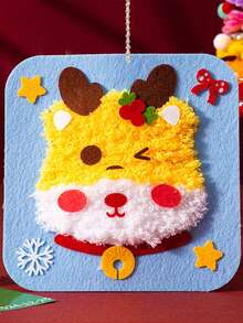 1 Set Kids Handmade Sewing Fun Kit, Christmas Handcraft Toy, Christmas Small Gift, Santa Claus, Snowman, Christmas Tree, Reindeer, Gingerbread Man, Creative Cartoon, Knitted Embroidery Painting, Craft Kit, Educational DIY Materials