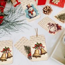 50 قطعة من علامات الهدايا الفاخرة للعيد المجيد مع حبل الكتان - ملصقات عطلة لتغليف الهدايا، أكياس الحلوى، ديكورات الحفلات - علامات هدايا معلقة، إكسسوارات عيد الميلاد، ديكورات عيد الميلاد، بيجامات عيد الميلاد، هدايا عيد الميلاد، ديكور عيد الميلاد