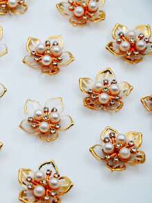 20/50 件 25 毫米白色边缘 5 瓣花 DIY 装饰品，适用于珠宝、鞋子、服装、包包、礼品 - 白色 - 查看 5