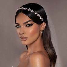 1 pieza Diadema con brillantes de rhinestone, diadema nupcial con organza para mujeres, tocado para fiesta de boda