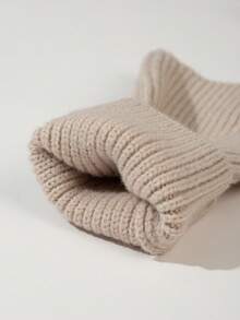 2 Paar einfarbige Acryl Fingerlose Handschuhe, warme gestrickte Halbfingerhandschuhe für Schule, Zuhause, Outdoor, Arbeit, Schreiben, Studenten, langer Bund, schlicht & modisch