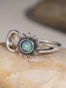 1 PC Pretty Sun Cubic Zirconia Ring For Women For Wedding Engagement Anniversary Party Jewelry Valentine's Day Gift