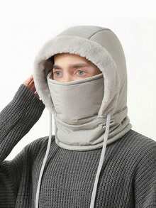 1pc Thermal Lined Windproof Ski Mask Neck Warmer Hat, Unisex Winter Warm Cycling Ski Cap