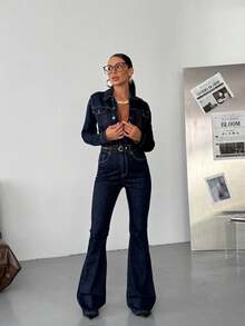 SQUALO Jeans de mujer con efecto lavado en azul, desgarrados y con efecto desgastado, estilo urbano