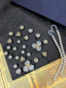 26 szt. DIY: Buty ogrodowe ze złotymi kryształkami, perłowe dekoracje kwiatowe, sztuczna perłowa klamra, odpowiednie do obuwia plażowego, buty z wydrążonymi krawędziami, na każdą porę roku, prezent świąteczny