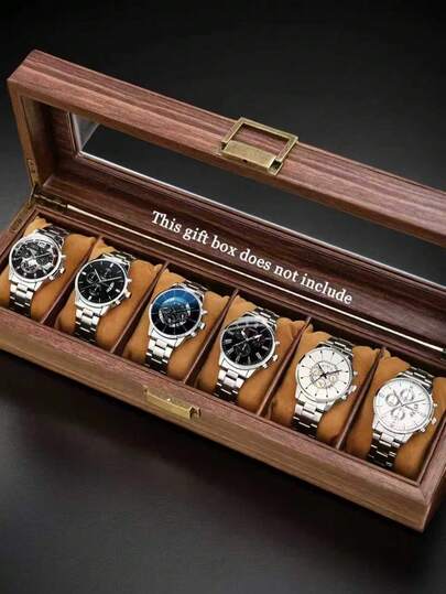 Conjunto de relógios masculinos com 6 peças, estilo simples para negócios, adequado para presentes masculinos, Natal, Dia dos Pais