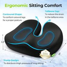 MultiLayer Gel Seat Cushion For Ideal Support And Softness Cooling Memory Foam Chair Cushion For Hemorrhoid Sciatica And Tailbone Pain Relief AntiSlip Back Seat Pillow - màu đen - Xem 3